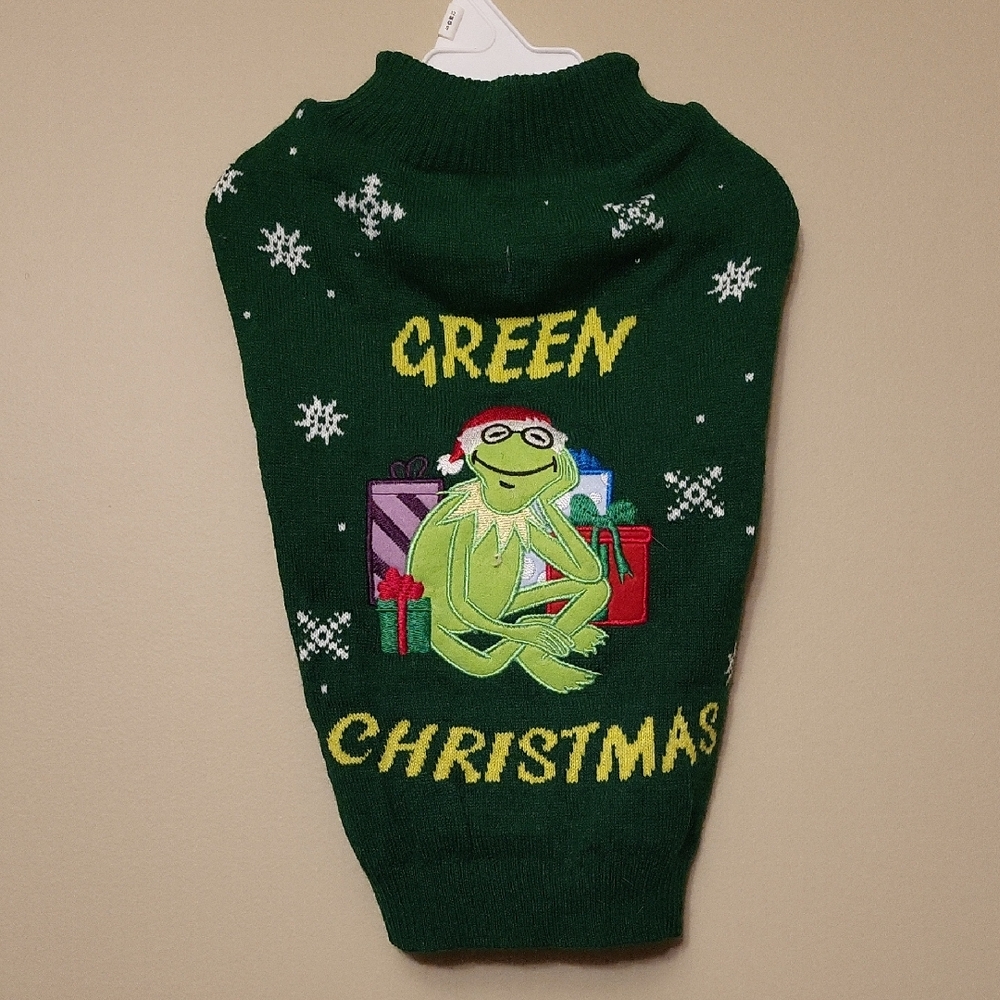 NWOT Disney Green Kermit Holiday Dog Sweater